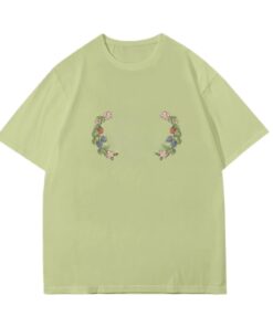 Light Green T-Shirt With Floral Pattern
