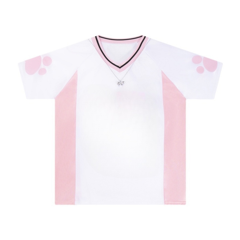 Pink & White Colorblock Oversized T-Shirt